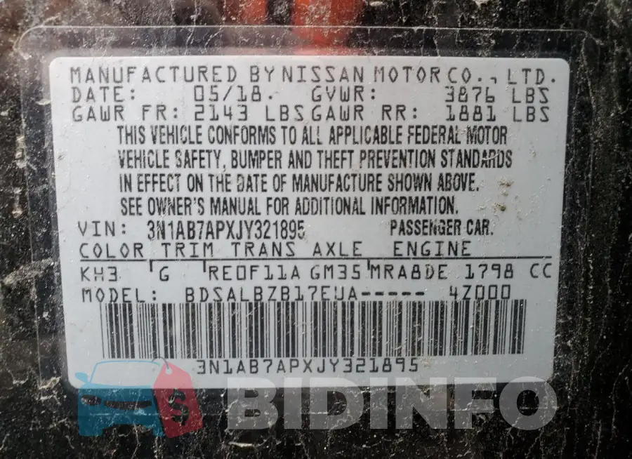 3N1AB7APXJY321895 Photo# 12