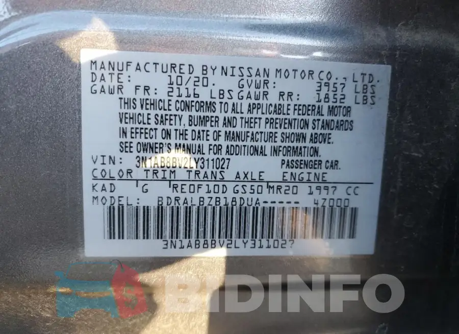 3N1AB8BV2LY311027 Photo# 13