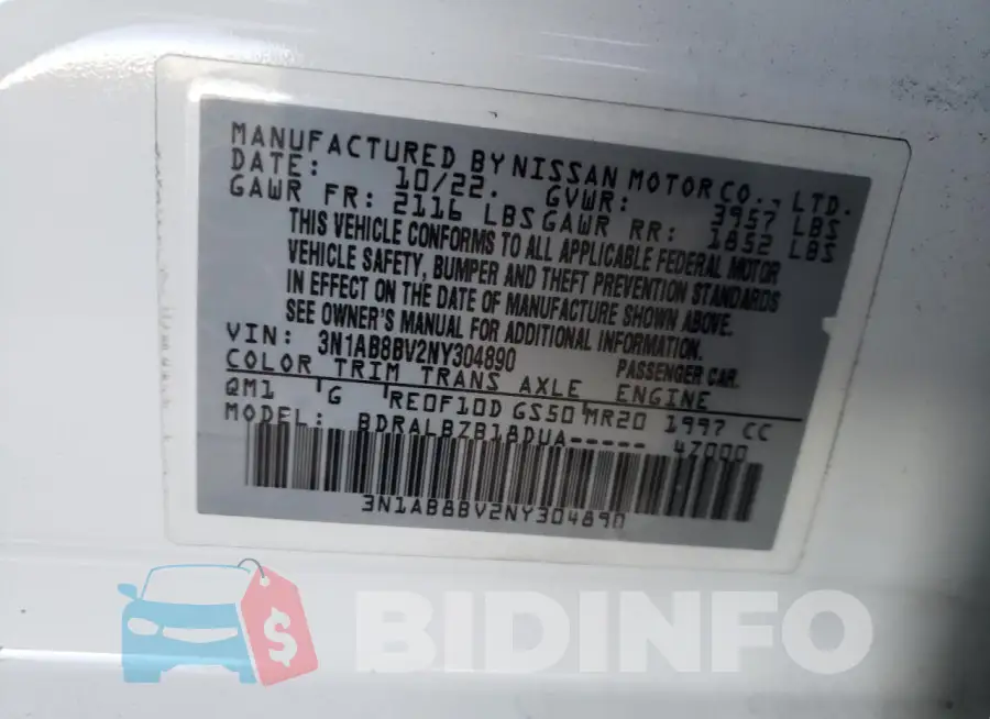 3N1AB8BV2NY304890 Photo# 12