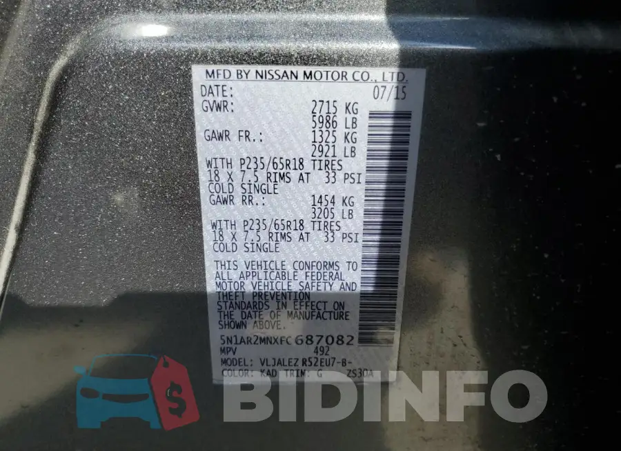 5N1AR2MNXFC687082 Photo# 13