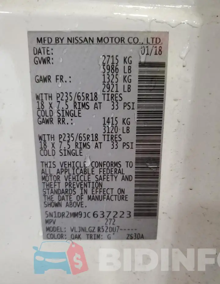 5N1DR2MM9JC637223 Photo# 13