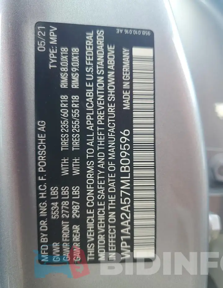 WP1AA2A57MLB09596 Photo# 13