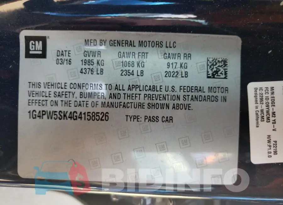 1G4PW5SK4G4158526 Photo# 12
