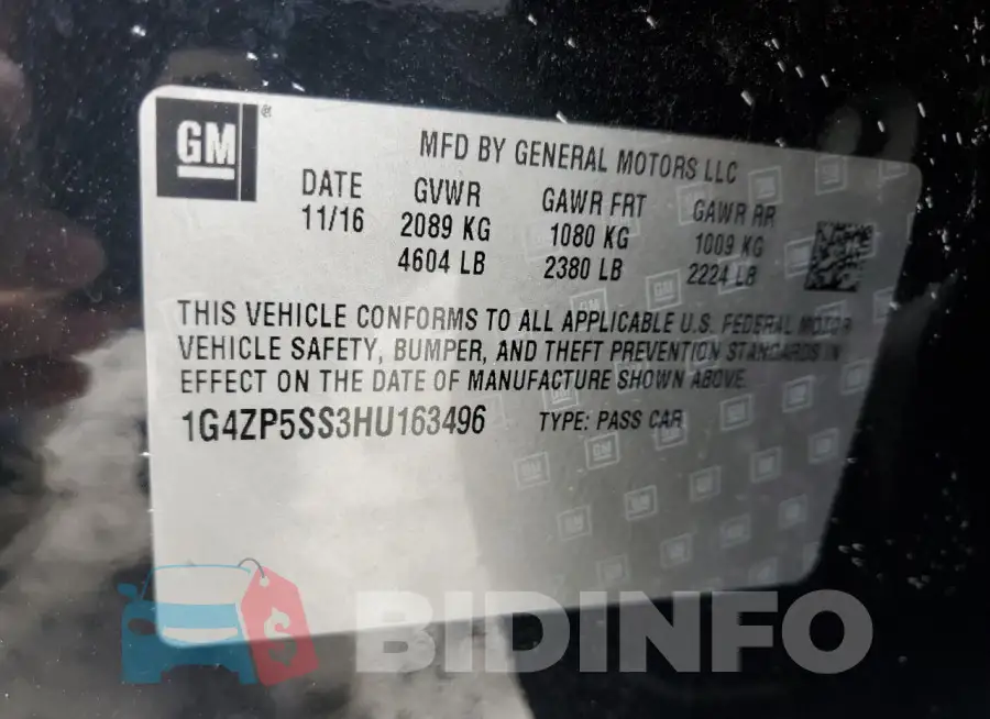 1G4ZP5SS3HU163496 Photo# 12