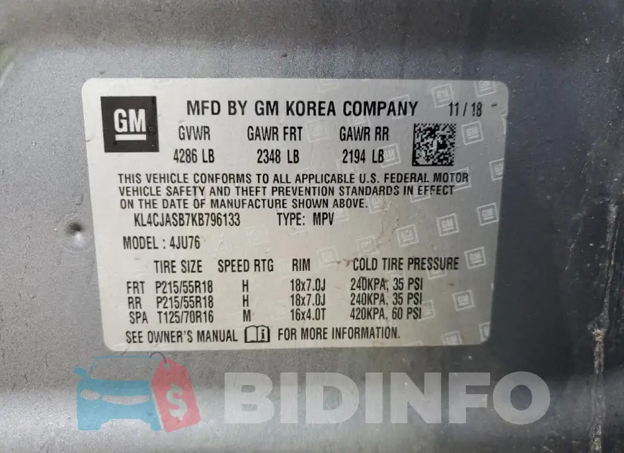 KL4CJASB7KB796133 Photo# 14