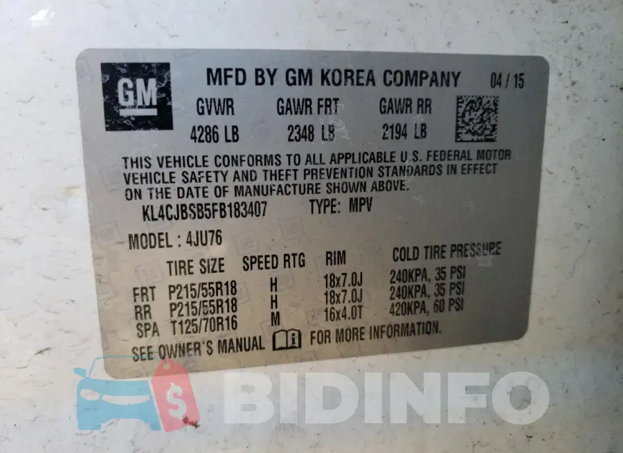 KL4CJBSB5FB183407 Photo# 13