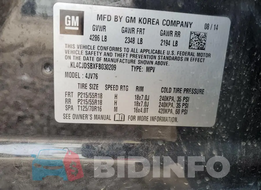 KL4CJDSBXFB030209 Photo# 12