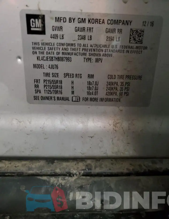KL4CJESB7HB087993 Photo# 13
