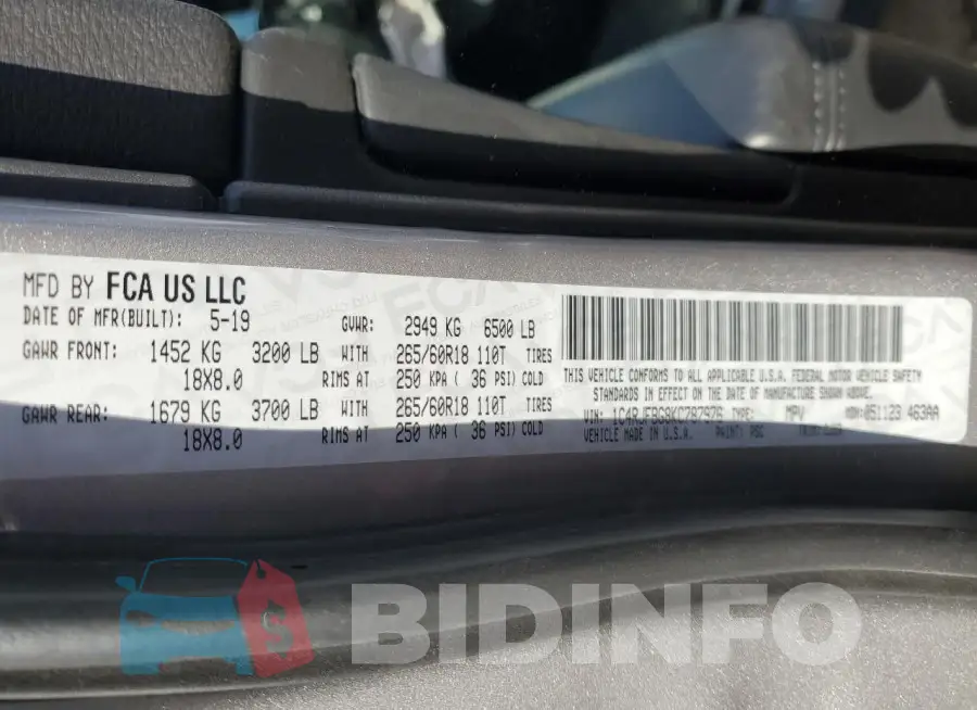 1C4RJFBG8KC787976 Photo# 12