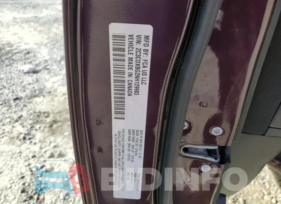 2C3CDXBG2NH129983 Photo# 12