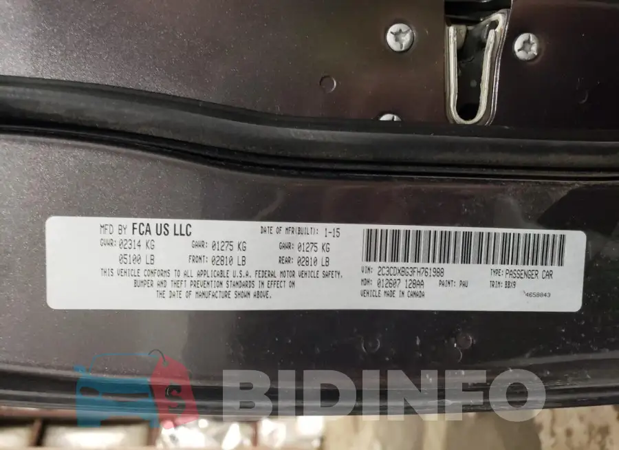 2C3CDXBG3FH761988 Photo# 12