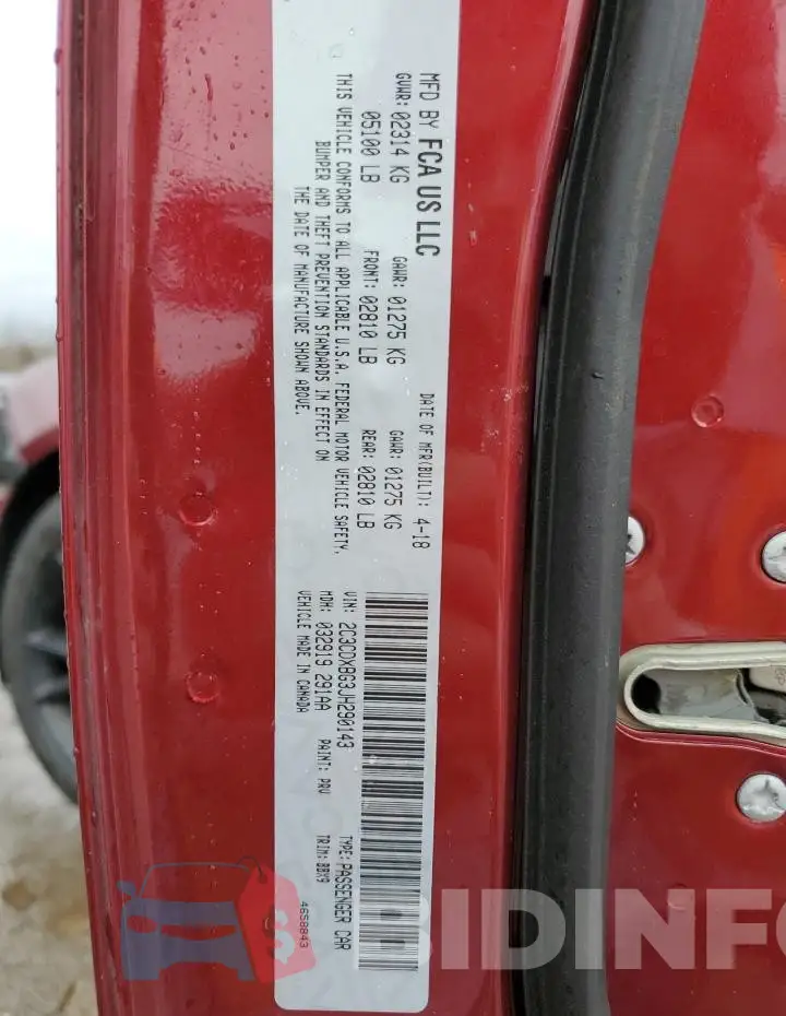 2C3CDXBG3JH290143 Photo# 13
