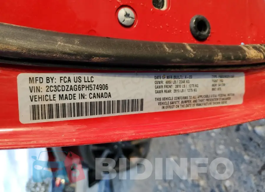 2C3CDZAG6PH574906 Photo# 13