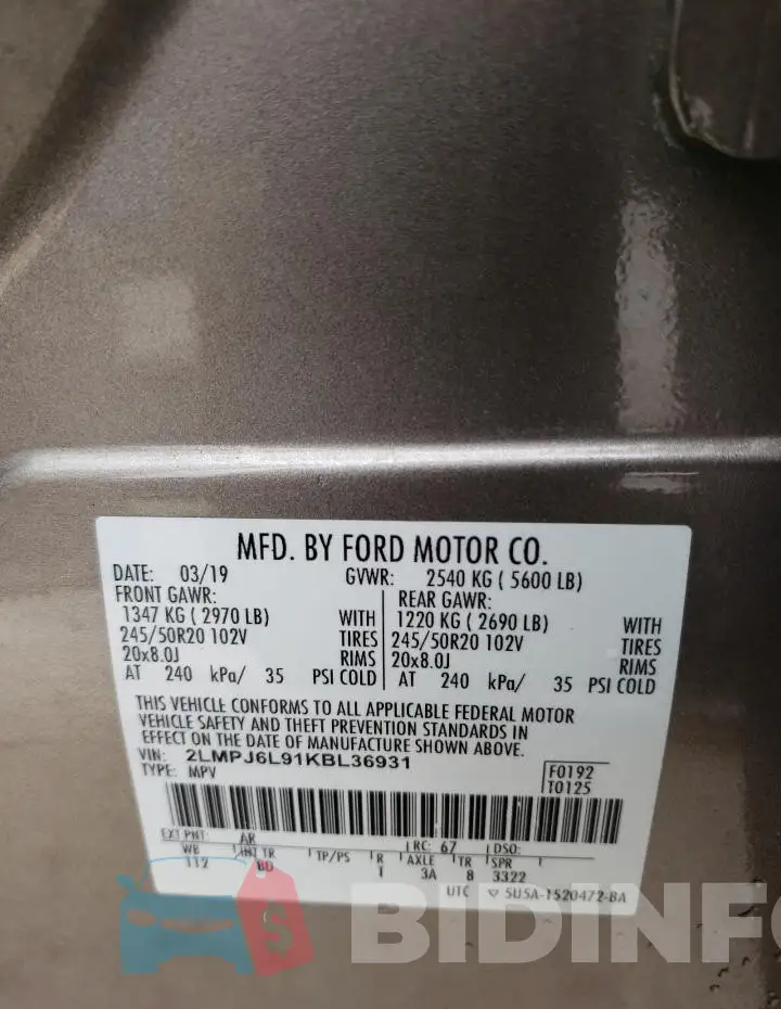 2LMPJ6L91KBL36931 Photo# 12
