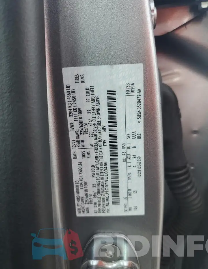 5LMCJ1C97NUL03456 Photo# 14