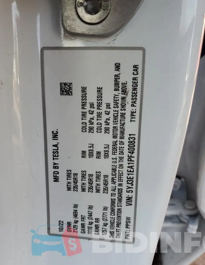 5YJ3E1EA1PF400831 Photo# 12