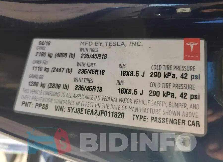 5YJ3E1EA2JF011820 Photo# 12