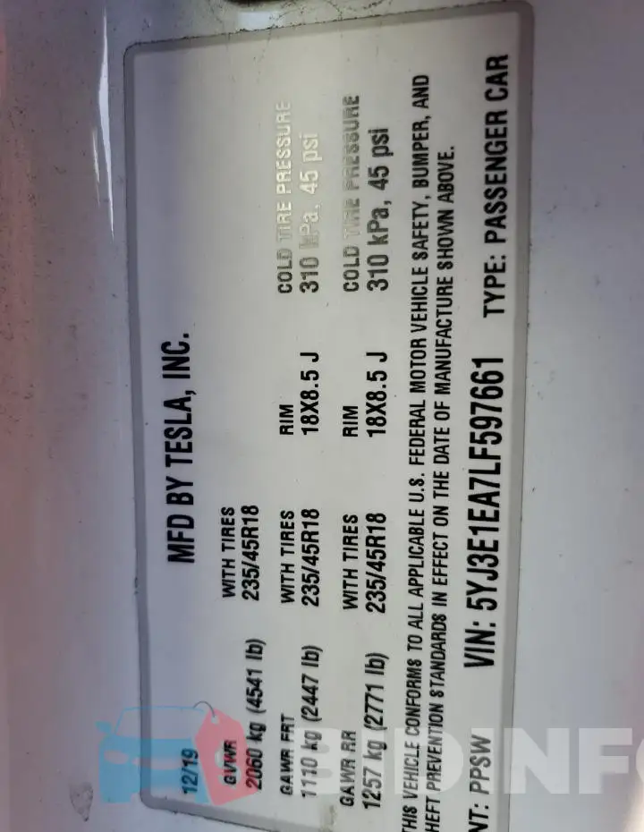 5YJ3E1EA7LF597661 Photo# 12