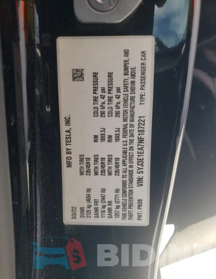 5YJ3E1EA7NF187221 Photo# 12
