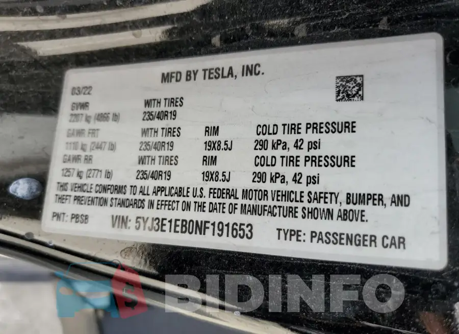 5YJ3E1EB0NF191653 Photo# 13