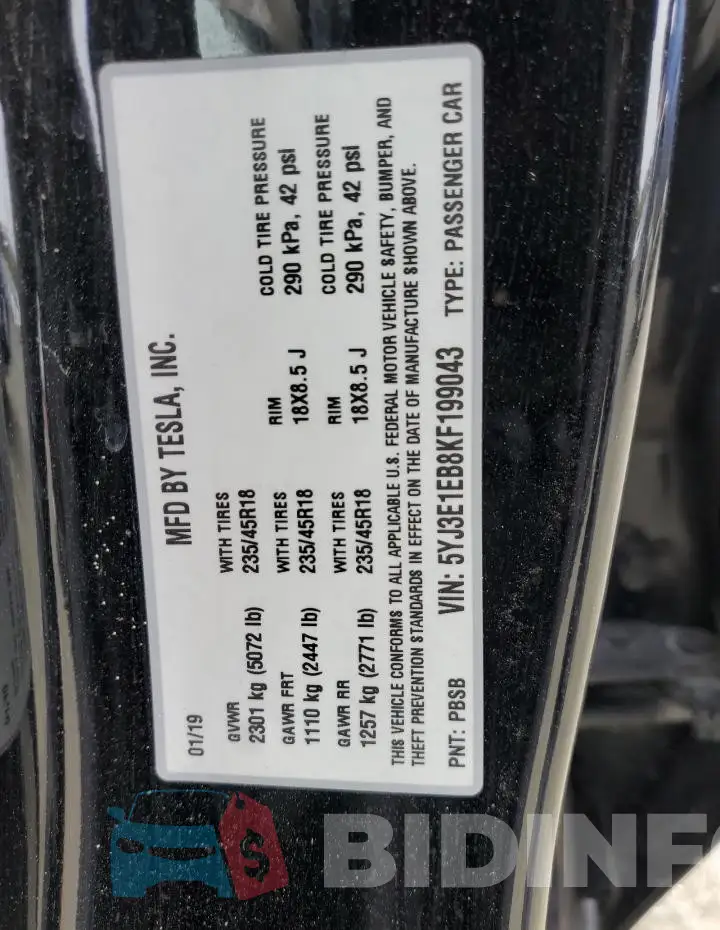 5YJ3E1EB8KF199043 Photo# 12