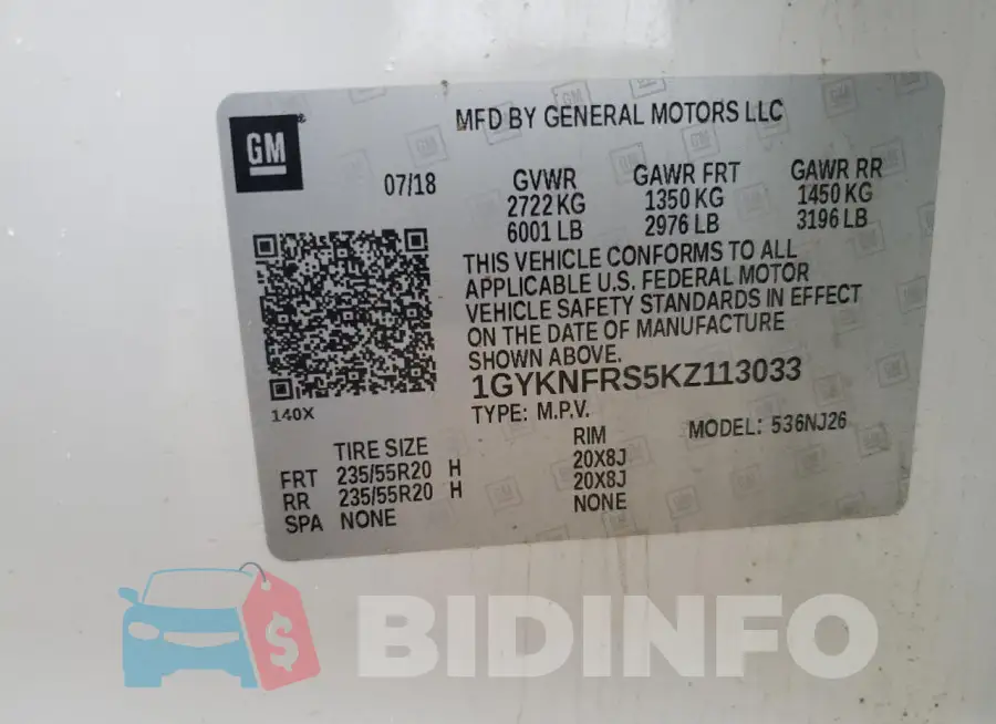 1GYKNFRS5KZ113033 Photo# 12