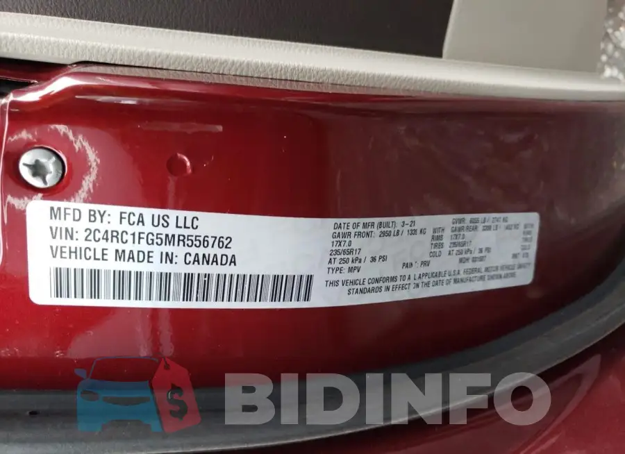 2C4RC1FG5MR556762 Photo# 13