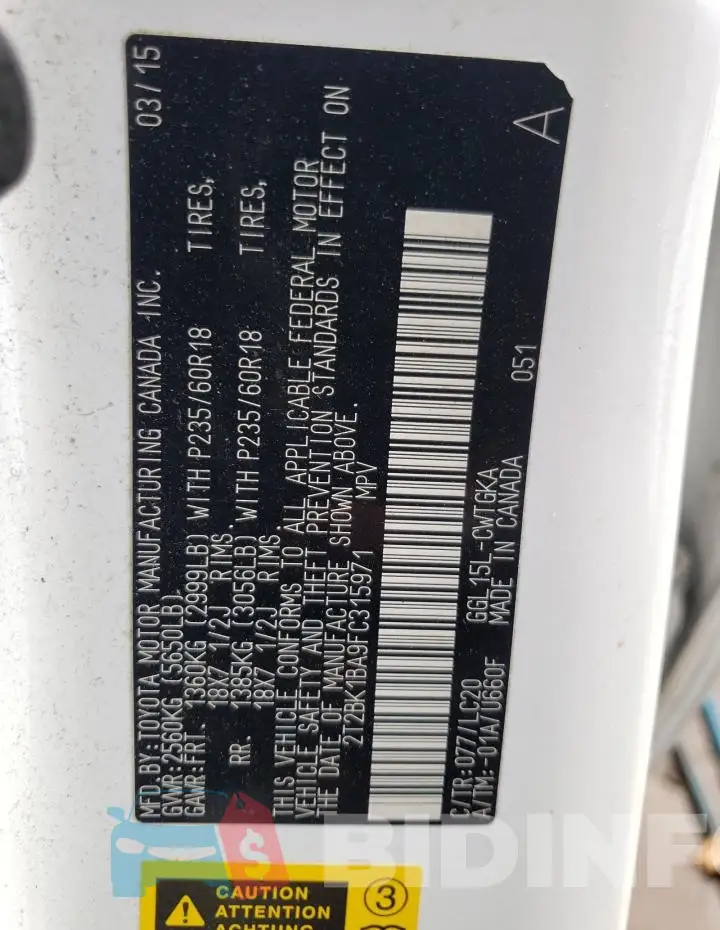2T2BK1BA9FC315971 Photo# 12