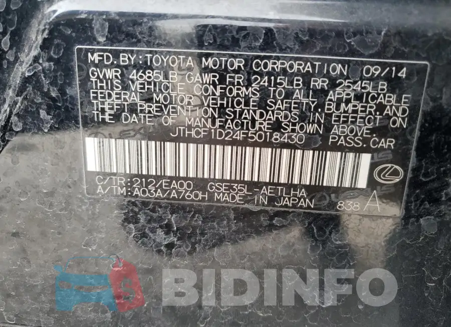 JTHCF1D24F5018430 Photo# 12