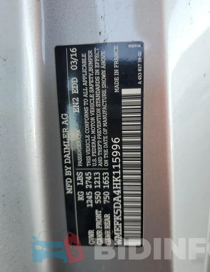 WMEFK5DA4HK115996 Photo# 12