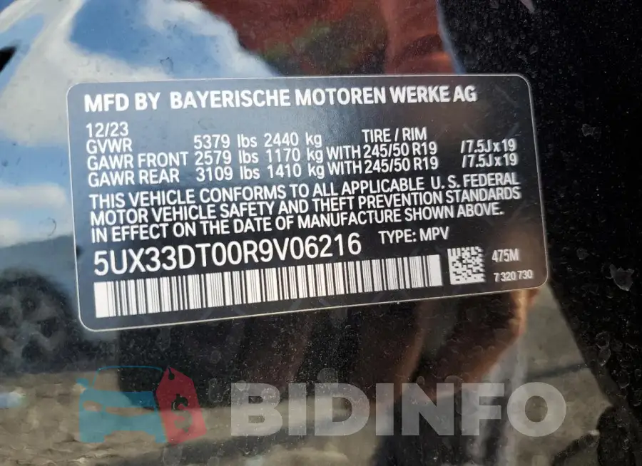 5UX33DT00R9V06216 Photo# 12