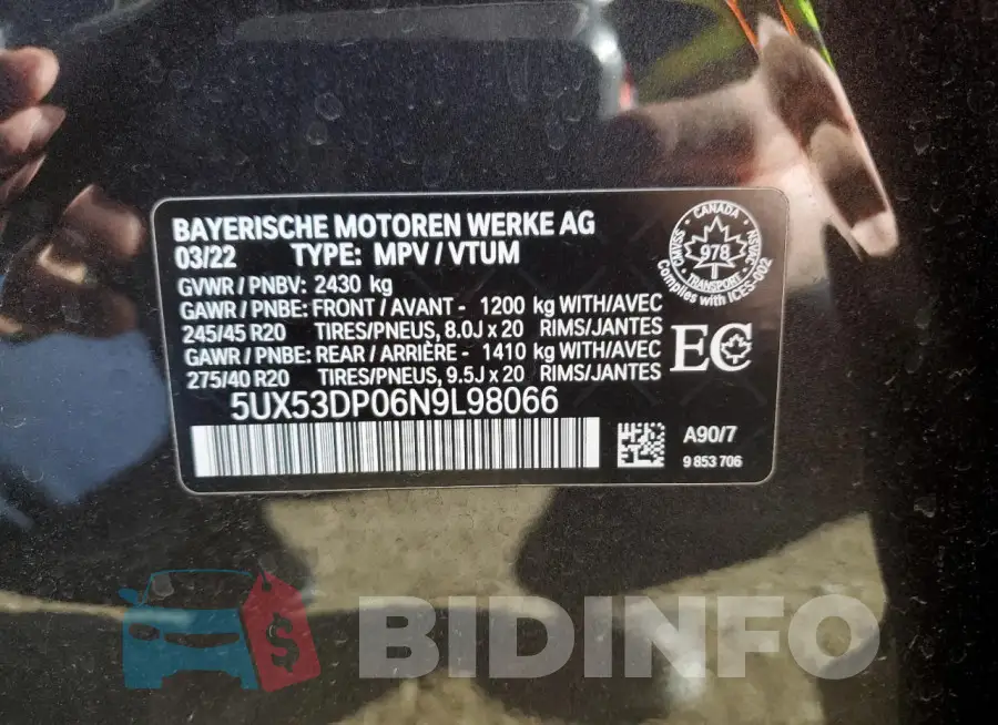 5UX53DP06N9L98066 Photo# 13