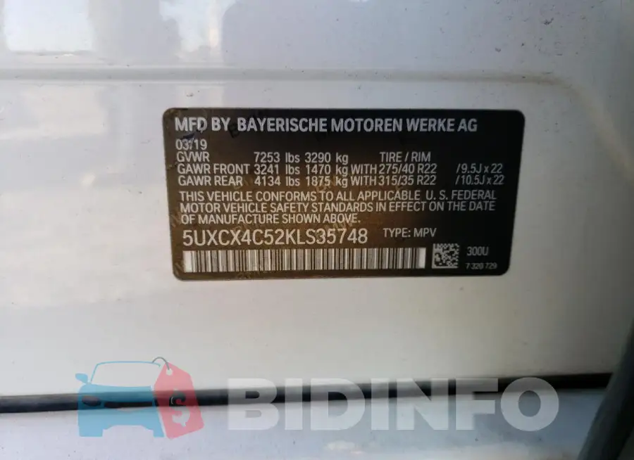5UXCX4C52KLS35748 Photo# 13