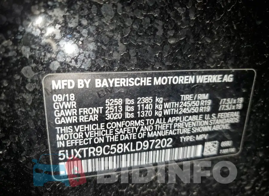 5UXTR9C58KLD97202 Photo# 13