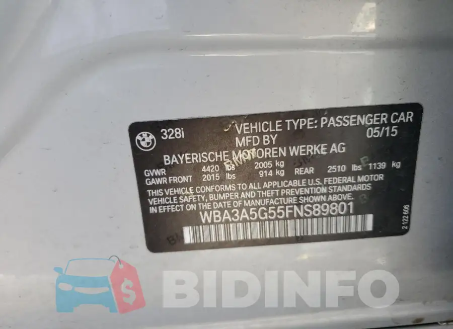 WBA3A5G55FNS89801 Photo# 12