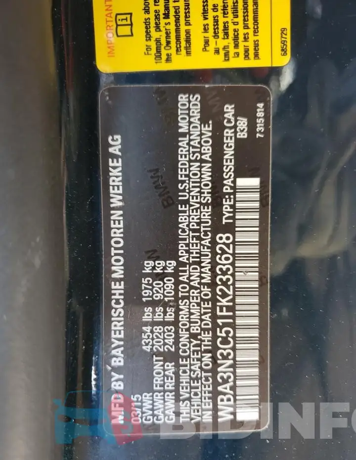 WBA3N3C51FK233628 Photo# 12