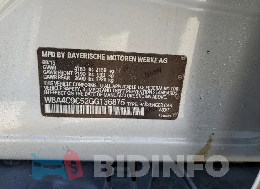 WBA4C9C52GG136875 Photo# 13