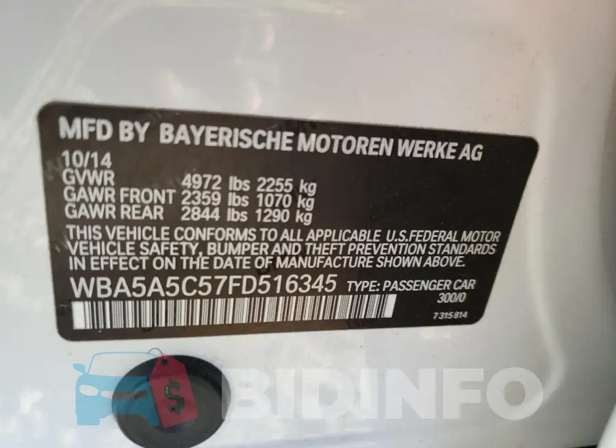 WBA5A5C57FD516345 Photo# 13