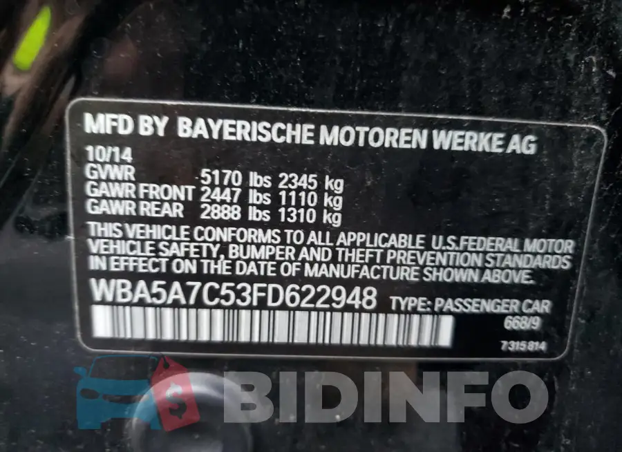 WBA5A7C53FD622948 Photo# 12