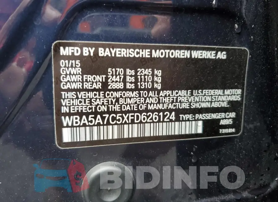 WBA5A7C5XFD626124 Photo# 12