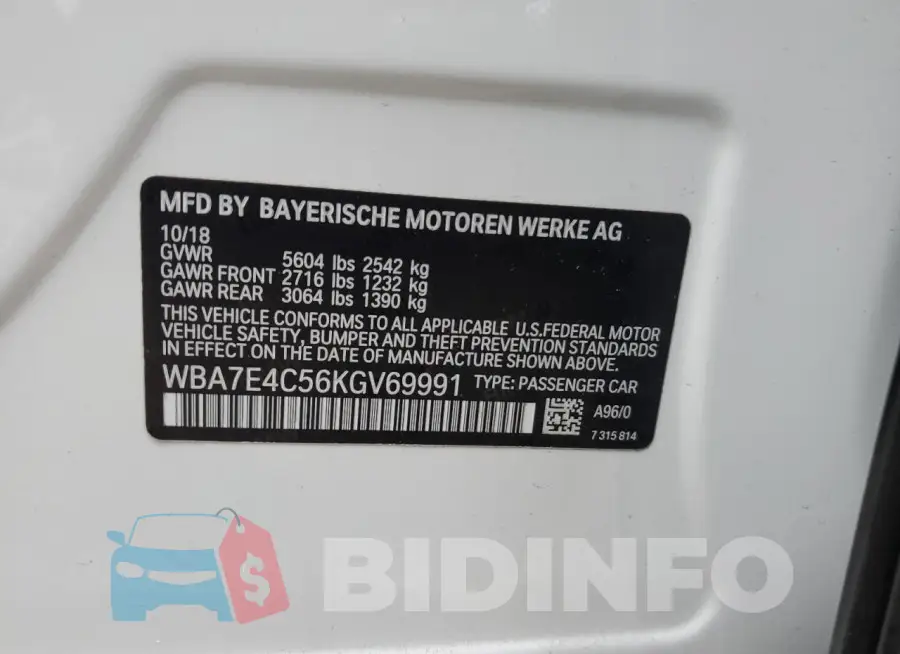 WBA7E4C56KGV69991 Photo# 12