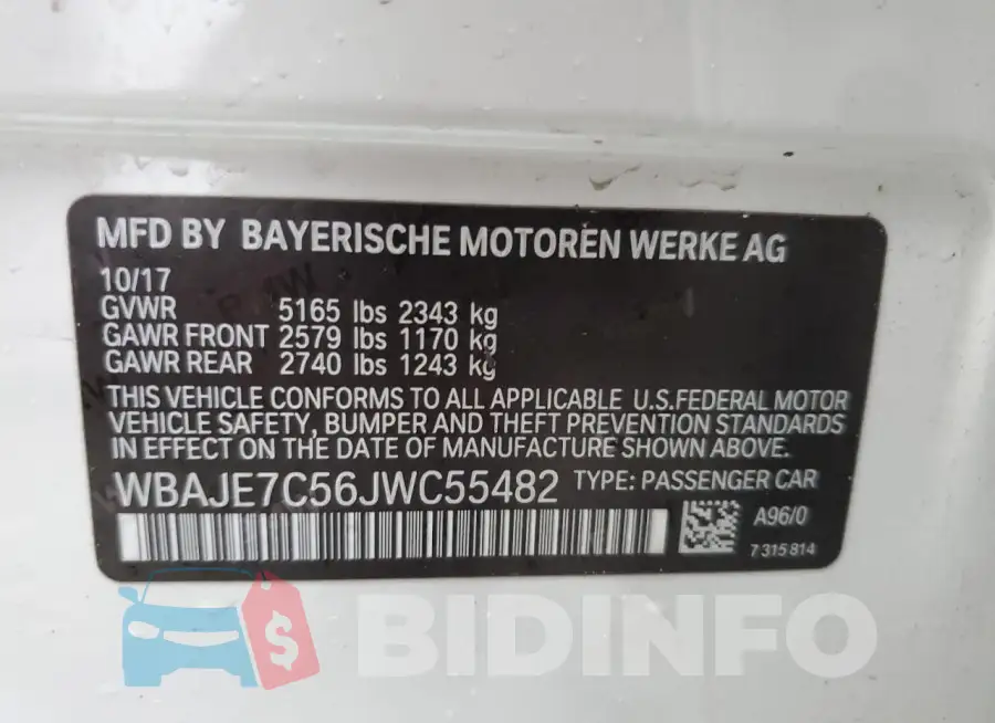 WBAJE7C56JWC55482 Photo# 12