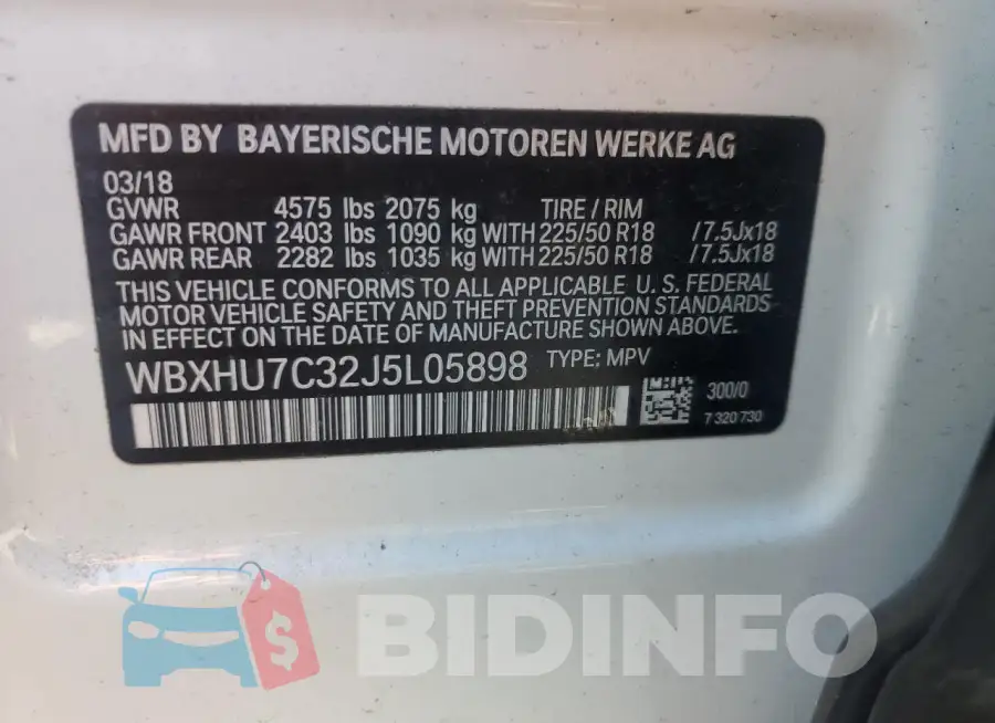 WBXHU7C32J5L05898 Photo# 13