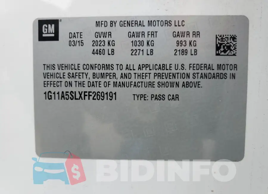 1G11A5SLXFF269191 Photo# 13