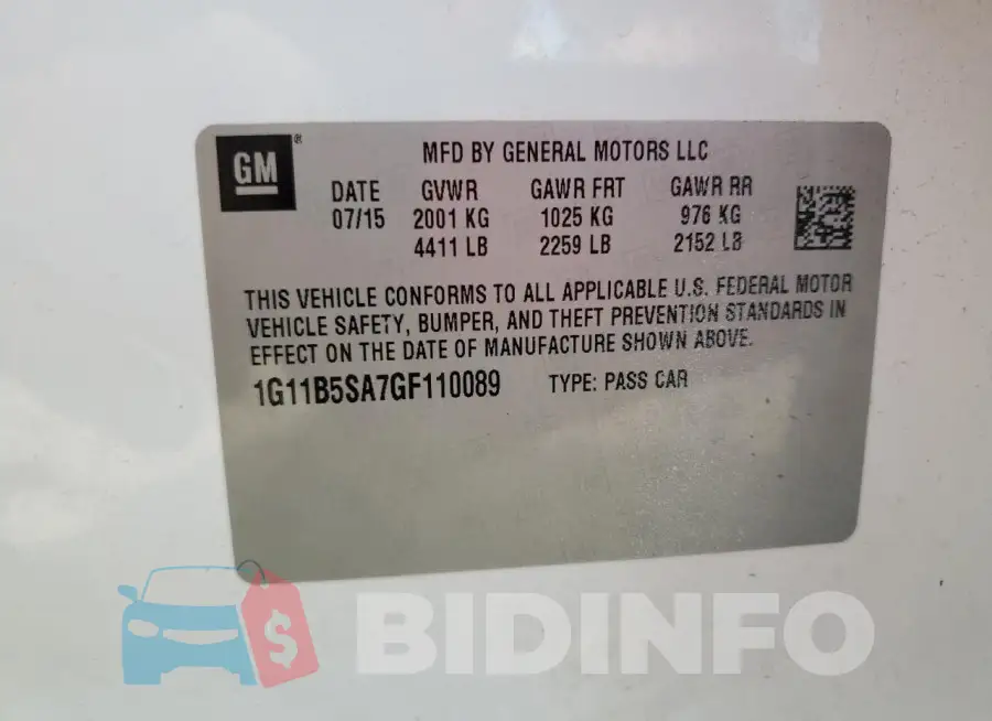 1G11B5SA7GF110089 Photo# 12