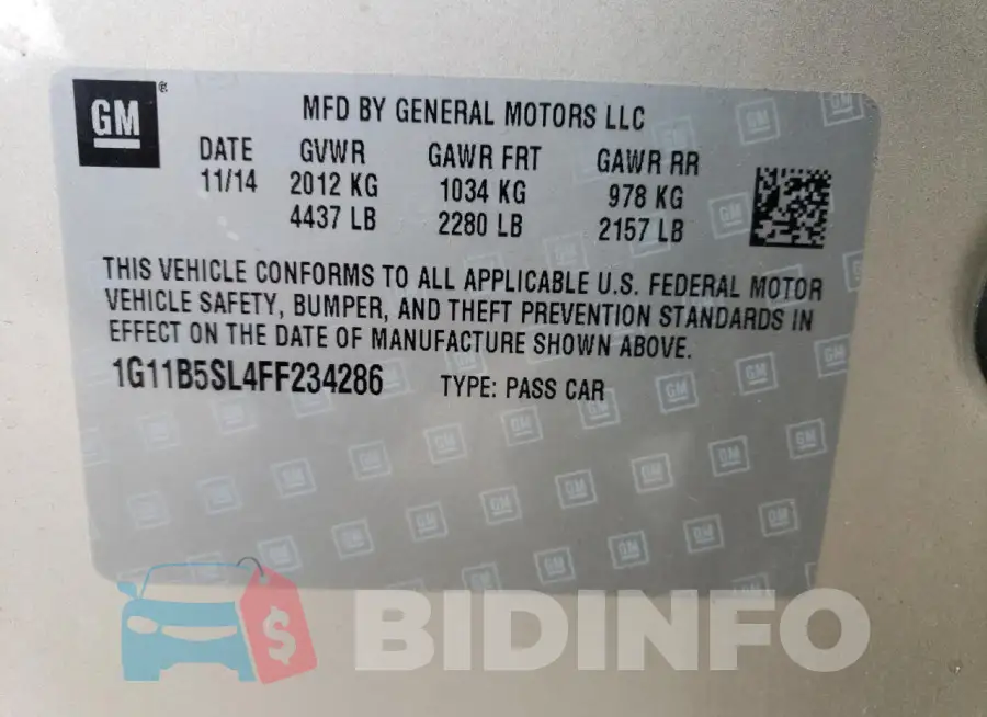 1G11B5SL4FF234286 Photo# 13