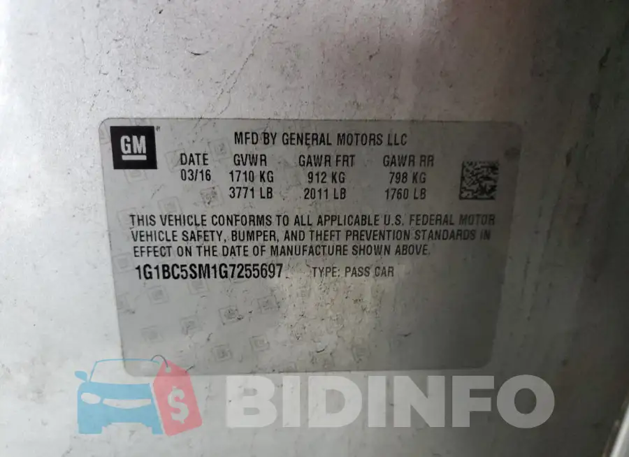 1G1BC5SM1G7255697 Photo# 12