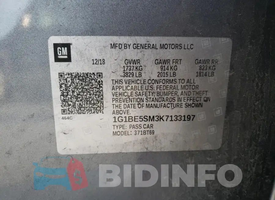 1G1BE5SM3K7133197 Photo# 12