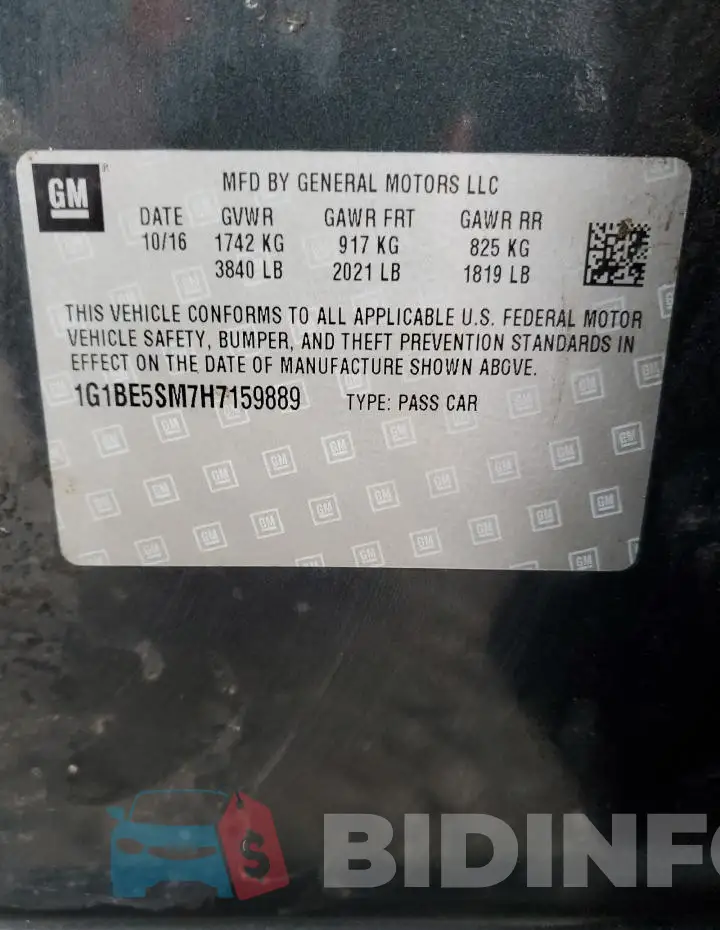 1G1BE5SM7H7159889 Photo# 12