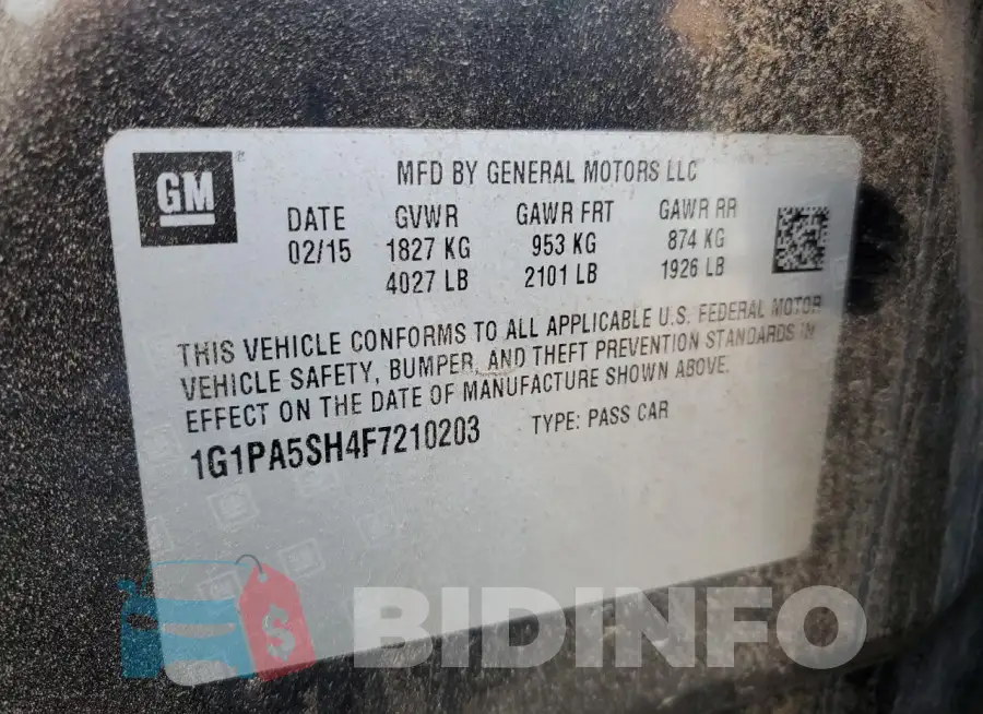 1G1PA5SH4F7210203 Photo# 12